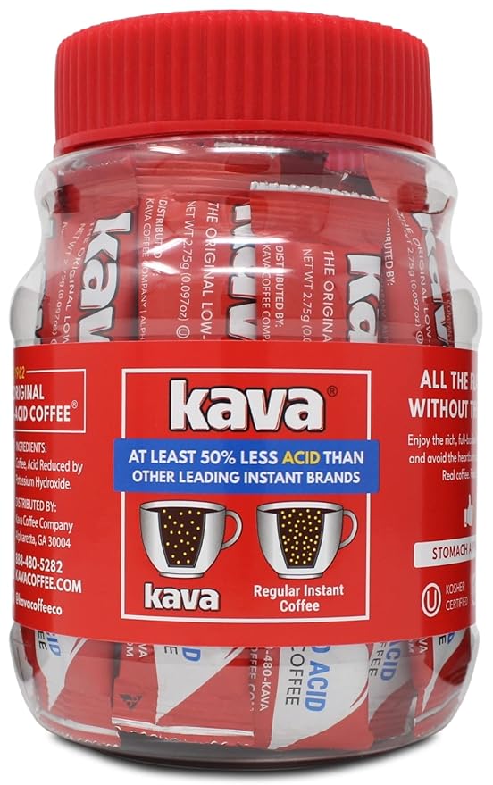 Kava Low Acid Instant Coffee Single Serve Stick Packets, 20 Count (Pack of 3)