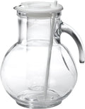 Bormioli Rocco Kufra 67.75 oz. Glass Jug with Ice Container, Stir Stick and Lid, White