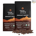 Peak State Immunity Boost Medium Roast – Organic Mushroom Coffee, Low Acid & Smooth, Dark Chocolate & Sweet Grape Notes, Whole Bean, Gluten Free, 12 oz (2 Pack)