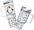 34HD 40oz Penguin Tumbler with Handle and Straw – I Just Freaking Love Penguins Printed Mug – Cute Stainless Steel Birthday Gift Cup for Animal Lovers Women