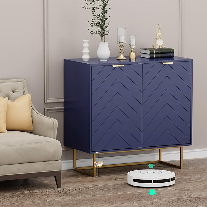 Scurrty 31.5'' Sideboard Buffet Cabinet with Storage, Navy Blue Accent Cabinet with Doors & Adjustable Shelf for Living Room & Kitchen (2 Doors)