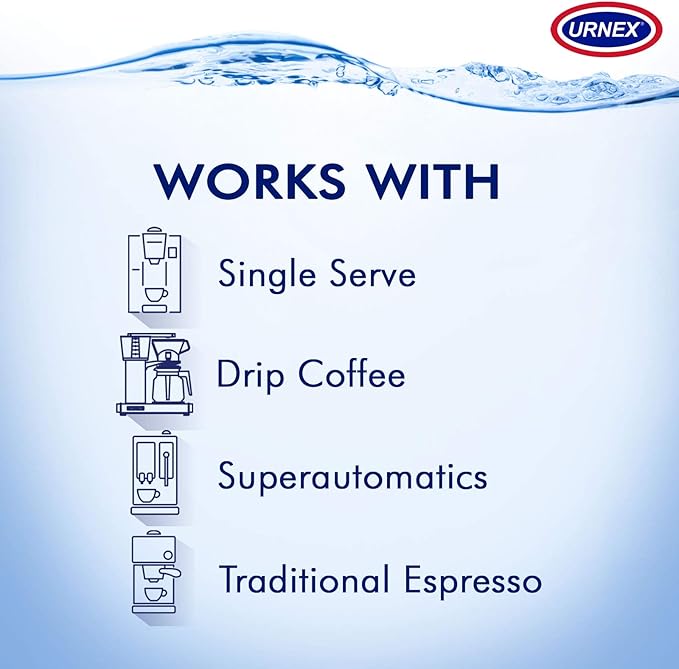 Urnex Dezcal Coffee and Espresso Descaler and Cleaner - 2 Pack - Activated Scale Remover Use with Home Coffee Brewers Espresso Machines Pod Machines Capsule Machines Kettles Garmet Steamers