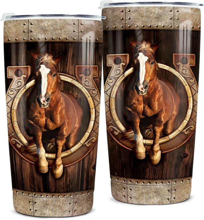 winorax Horse Tumblers 20oz Stainless Steel Insulated Cup Mugs with Lids - Equestrian Gifts for Horse Lovers - Birthday & Christmas