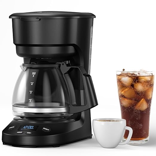 Pro 5-Cup Smart Coffee Maker – Advanced Coffee Machine with Touchscreen Programmable Timer, Energy-Saving Mode, Enhanced Pause & Serve & Quick-Clean System –For Office & Home Use