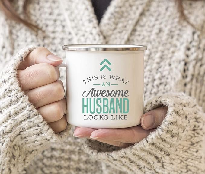 Andaz Press 11oz. Stainless Steel Campfire Coffee Mug, This is What an Awesome Husband Looks Like, 1-Pack, Birthday Gift Ideas for Coworker Him Her, Includes Gift Box