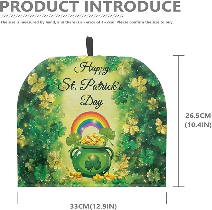 Money Jar Tea Pot Cover Green Tea Insulated Cosy Keep Warm Tea KettleCcover Lucky Leaf Teapot Dust Protector for St. Patrick's Day