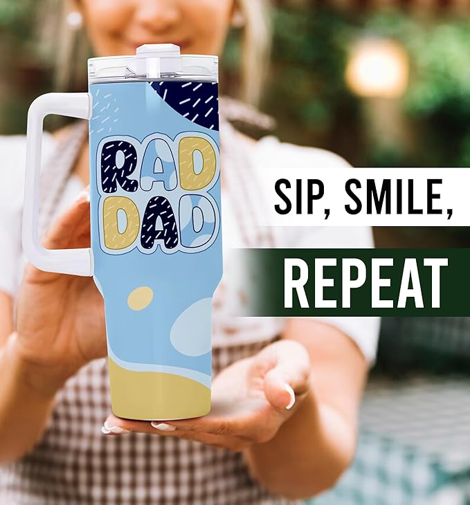 Dad Tumbler - Gifts for Daddy from Daughter, Son - Father Coffee Cup - Gifts for Father's Day - Gift for Men - Daddy Mug - Gift for Husband - It's Dad Tumbler 40Oz