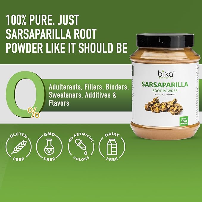 bixa BOTANICAL Sarsaparilla Root Powder | Hemidesmus Indicus (Anantmool) | Ayurvedic Herbal Supplement |Gluten Free, Non-GMO, Steam Treated, Vegan, 100% Pure,140+ Years of Herbal Heritage |1 lb/16oz