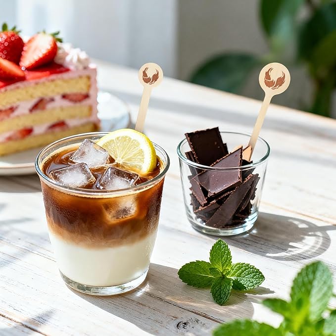 200Pcs Coffee Stirrers- 7.1 Inch Coffee Stir Sticks, Natural Wooden Coffee Stirrers With Round Ends, Disposable Biodegradable Cafe Grade Wood Beverage Mixer for Coffee Cocktails Milk Tea