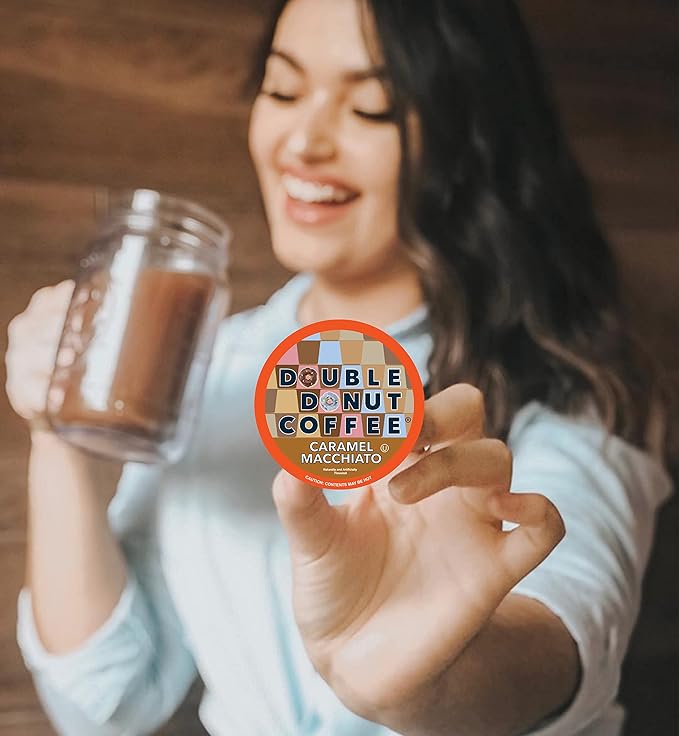 Double Donut Coffee Caramel Macchiato Coffee - Single Serve Coffee Pods for Keurig K Cups, 48 Count