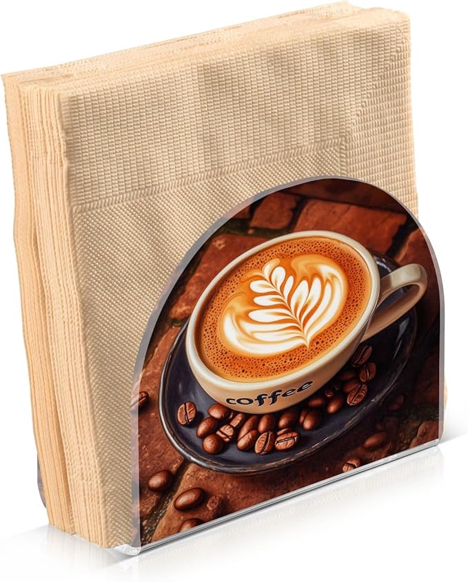 Cup Of Coffee Napkin Holder for Tables, Kitchen Acrylic Paper Napkin Holders Freestanding Tissue Dispenser Paper for Indoor Outdoor Decor