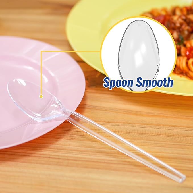 POSATE 7.1" Plastic Spoons Heavy Duty Disposable Teaspoons, Clear (100 Count)