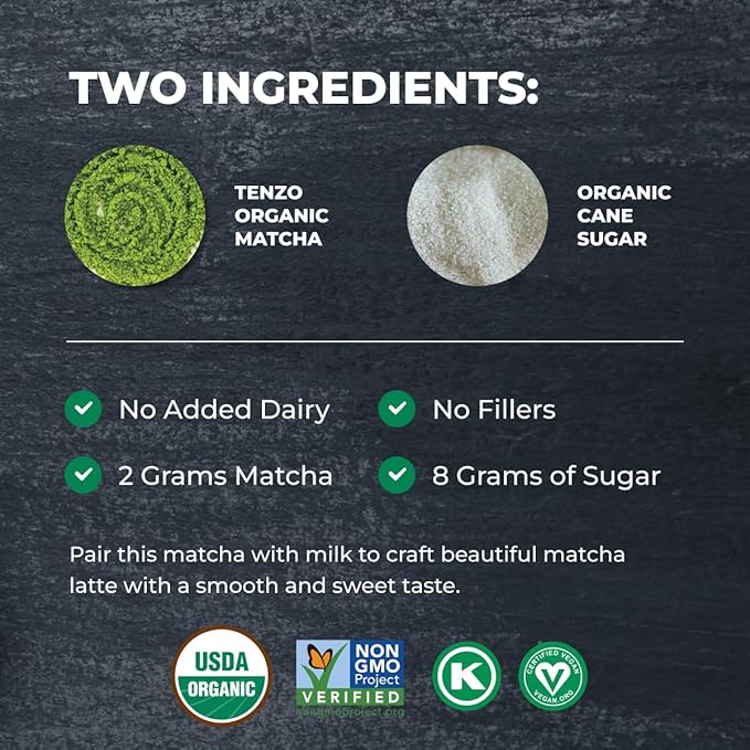 Tenzo Matcha Green Tea Powder, Organic Cafe Sweetened Matcha Latte Green Tea Powder, Ceremonial Barista Crafted Mix - Authentically Japanese - Matcha Latte Mix (35.27 Ounce)