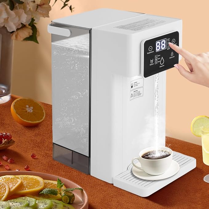 Instant Hot Water Dispenser Filter, 1500W Countertop Water Boiler Warmer, Countertop Electric Kettles with Safety Lock for Office, Bedroom, Living room, Kitchen (White)