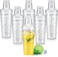 Plastic Boston Cocktail Shaker Set, 6 Pack 18oz Shatterproof Bartender Kit with Built-in Strainer Lids, Travel Bar Tools for Beginners, Mixing Martinis, Margaritas (530ML, 6 pack)
