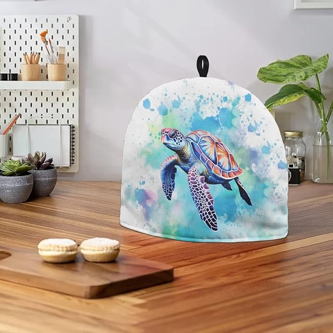 Sea Turtle Tea Cosy for Teapot Tea Cozy for Teapot Insulated Tie-Dye Kitchen Accessory Thick Teapot Cover Dust Home Decorative