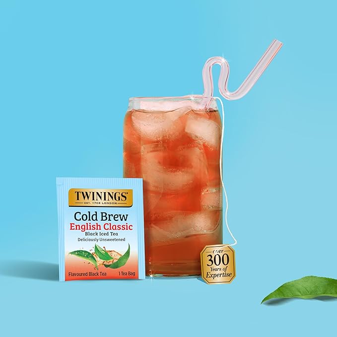 Twinings English Classic Cold Brew Iced Tea Bags, 20 Count (Pack of 6), Unsweetened Black Tea, Caffeinated, 120 Teabags
