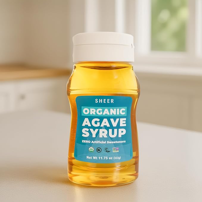 Sustainable Agave Co – Organic Light Agave Nectar – Natural Sweetener & Sugar Substitute – Vegan, Non-GMO, Gluten-Free Syrup for Coffee, Tea, and Baking (11.75 oz)
