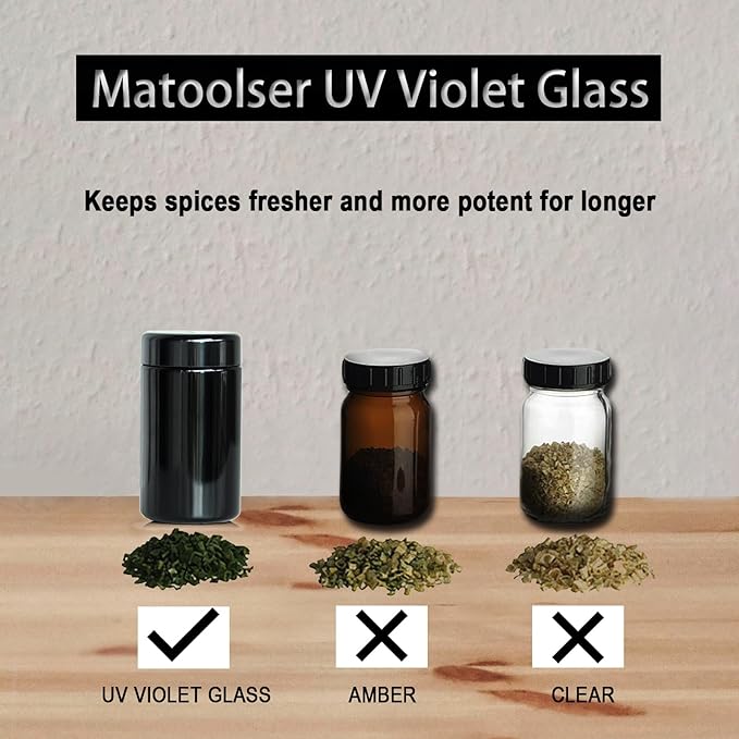 Black Glass Airtight Storage Container Jar 200ml with UV Protection for Spice Coffee