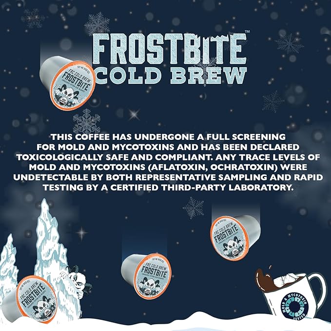 FRC Organic Frostbite Cold Brew Pods | Mold & Myco 3rd Party Tested, USDA Organic, Kosher | Med Roast, 24 Pods for Kcup Brewers