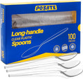 POSATE 7.1" Plastic Spoons Heavy Duty Disposable Teaspoons, Clear (100 Count)