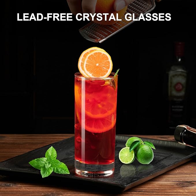 PARACITY Highball Glasses Set of 2, Drinking Glasses 10 Oz, Clear Glass Cups, Tall Tumbler Water Glasses, Glassware Set for Cocktail, Coffee, Mojitos