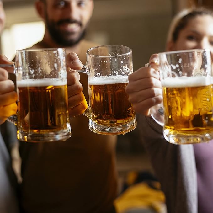 COKTIK 6 Pack Heavy Large Beer Glasses with Handle - 14 Ounce Glass Steins, Classic Beer Mug glasses Set