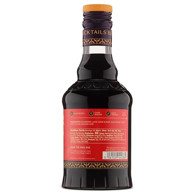 Liber & Co. Raspberry Syrup for Drinks - Cocktails, Coffee, & Soda Flavoring - Makes 25 Drinks - Real Raspberry Simple Syrup - Liber & Co. (12.7 oz)