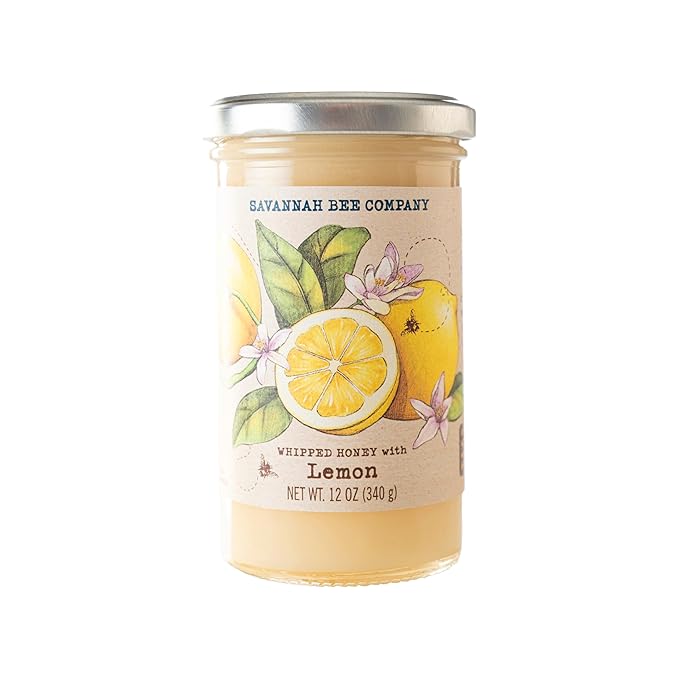 Savannah Bee Company Whipped Honey - All Natural Spreadable Honey (12 Ounce (Pack of 1), Lemon)