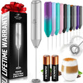 Zulay Kitchen Milk Frother Handheld with 2 Duracell AA Batteries – Electric Drink Mixer for Coffee, Lattes, Cappuccinos, Matcha & Hot Chocolate – Portable Foam Maker & Coffee Bar Accessory