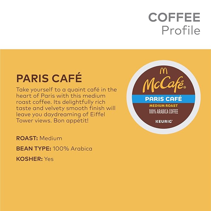 McCafe Paris Cafe, Single Serve Coffee Keurig K-Cup Pods, Medium Roast Coffee, 72 Count