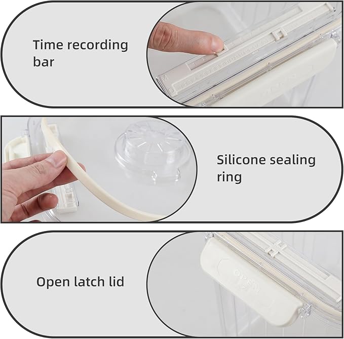 22 Lbs Plastic Dry Food Storage Container with Scoop, Airtight Food Storage Container with Seal Lid, Flip Top, Clear
