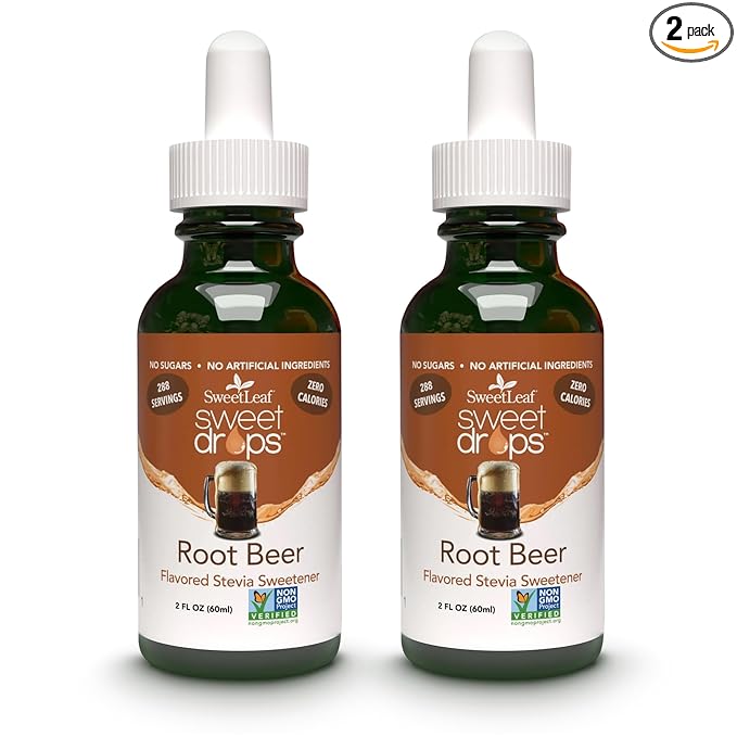 SweetLeaf Sweet Drops - Flavored Stevia Liquid Sweetener, Organic Stevia Extract, Zero Calories, Gluten Free, Keto Friendly, Non GMO, Natural Flavor, Sugar Alternative - Root Beer, 2 Fl Oz (Pack of 2)