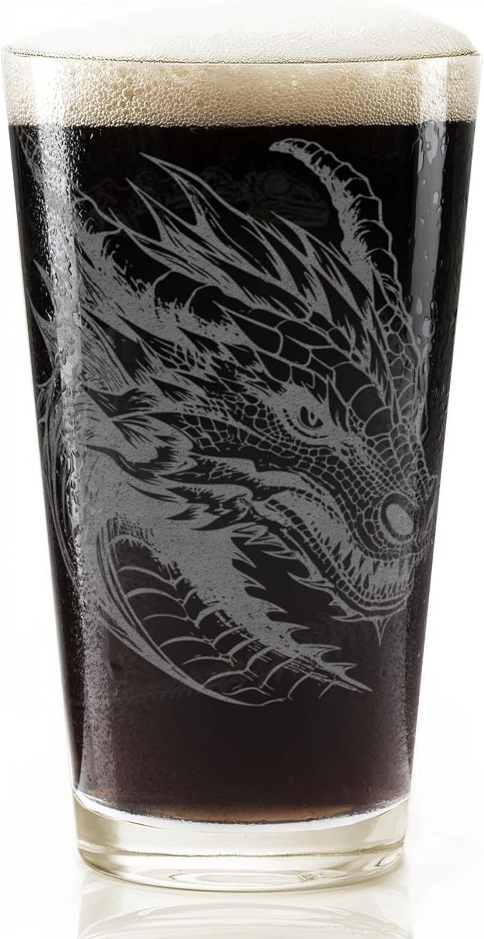 LumEngrave DRAGON Engraved Pint Beer Glass | Great gift for fantasy creature enthusiasts!