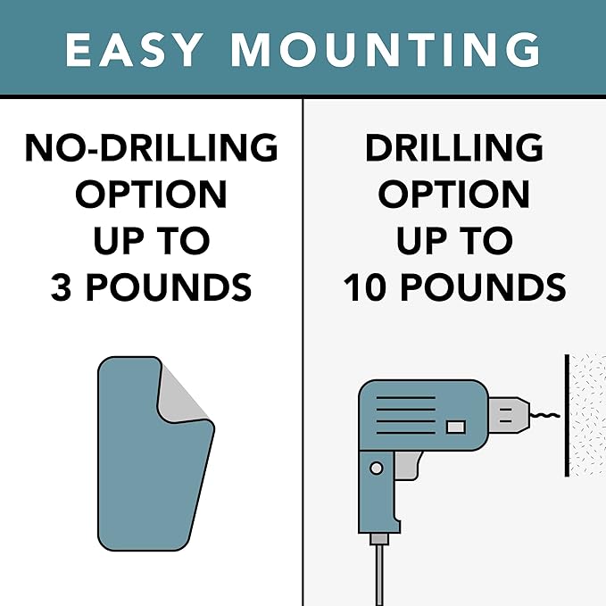 White Small Floating Shelf Set of 2 - for Wall with No Drill Option [ Adhesive ]