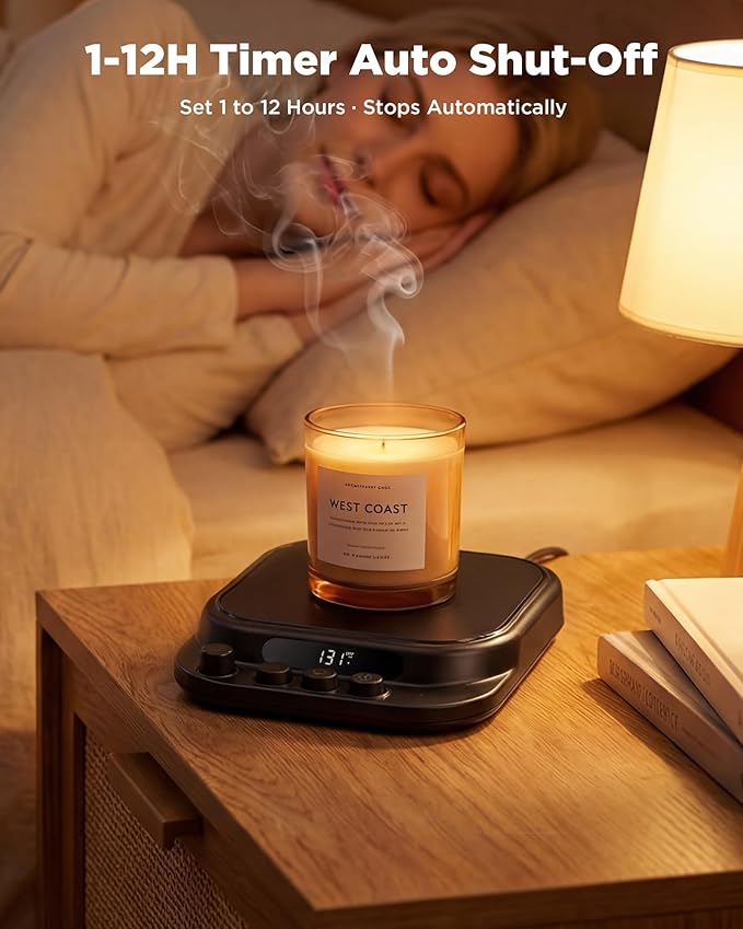 Coffee Mug Warmer for Desk-Fastest Heating Mug Warmer with Temperature Display Smart Candle Warmer Ideal Coffee Gifts & Accessories,Settings&1-12H Timer Auto Shut Off. Beverage Warmer for Coffee,Tea.