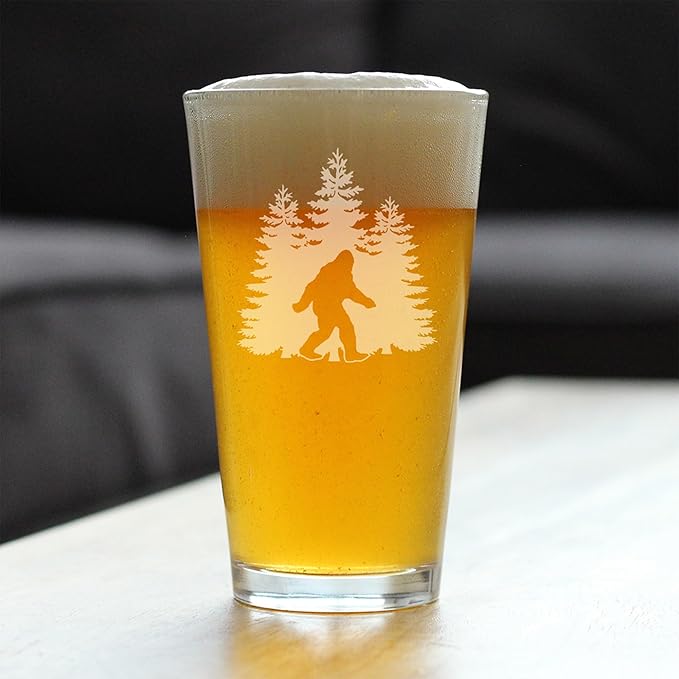 Custom Bigfoot Pint Glass - Funny Bigfoot Gifts for Sasquatch Enthusiasts - 16 Oz Pint Glasses