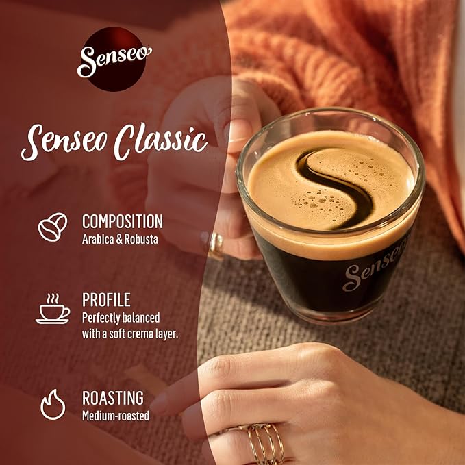 Senseo Classic Medium Roast Coffee Pods – 144 Count (3 Packs) – Smooth, Balanced Flavor with Rich Crema – Single-Serve Pads Compatible with Senseo & PeleCom Machines