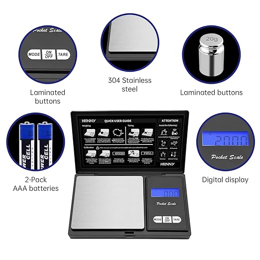 Gram Scale Digital Pocket Scale 200g/0.01g High Precision Small Jewelry Scale Mini,Weed,Coin,Gold,Portable Travel Food,Gram and Oz,with 20g Calibration Weight