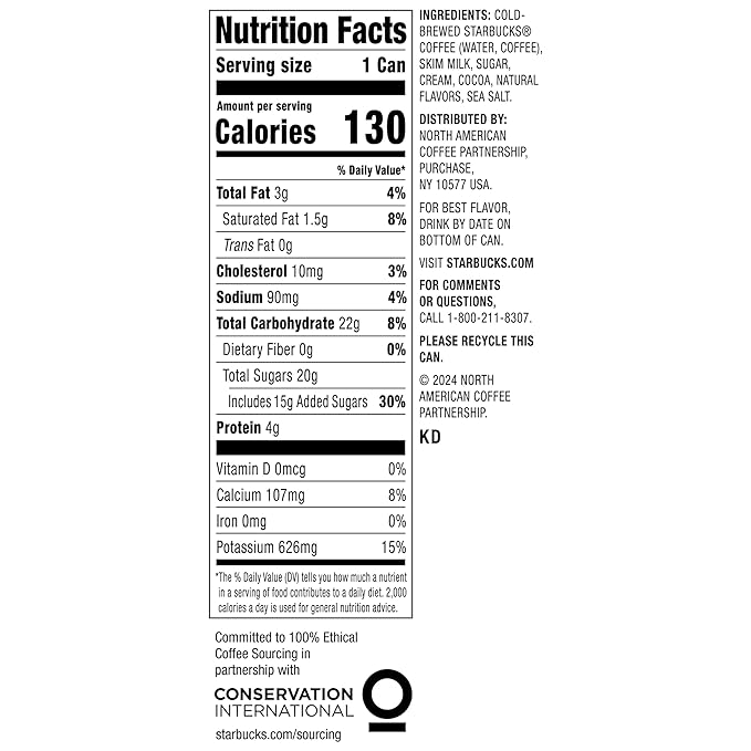 Starbucks Cold Brew Coffee, Chocolate Cream, 11 fl oz Cans (12 Pack), Premium Coffee Drink, Iced Coffee