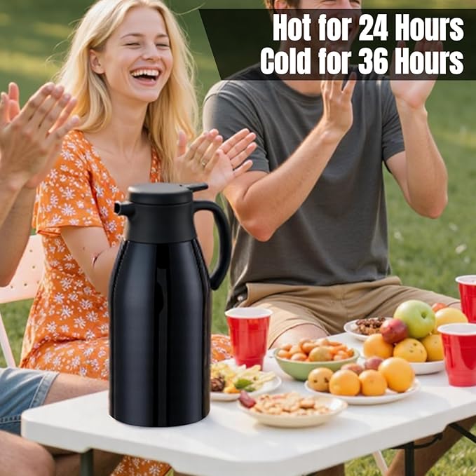 PARACITY 56Oz Thermal Coffee Carafe with Stainless Steel Liner, Coffee Carafes for Keeping Hot, Double Walled Vacuum Insulated Coffee Urn for Coffee & Tea, Home & Office (1, 56oz)