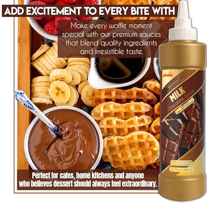 Gulluoglu Topping Sauce – Milk Chocolate Dessert Sauce, 10.14 fl oz 300g | Squueze Bottle | Perfect for Ice Cream, Cakes & Coffee, Topping (1 pack, Milk Chocolate)