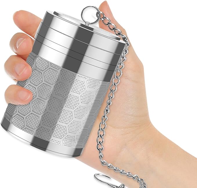 Numola Large Tea Infusers for Loose Tea, Extra Fine Mesh Large Tea Strainer for Spice Cooking, 304 Stainless Steel Tea with Extended Chain Hook for Teapot Cup
