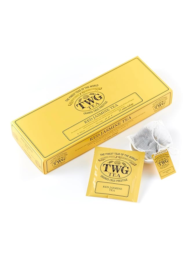 TWG Tea | Red Jasmine Tea | Rooibos Tea | Jasmine Flower | 15 Hand Sewn Cotton Teabags | Gift Set