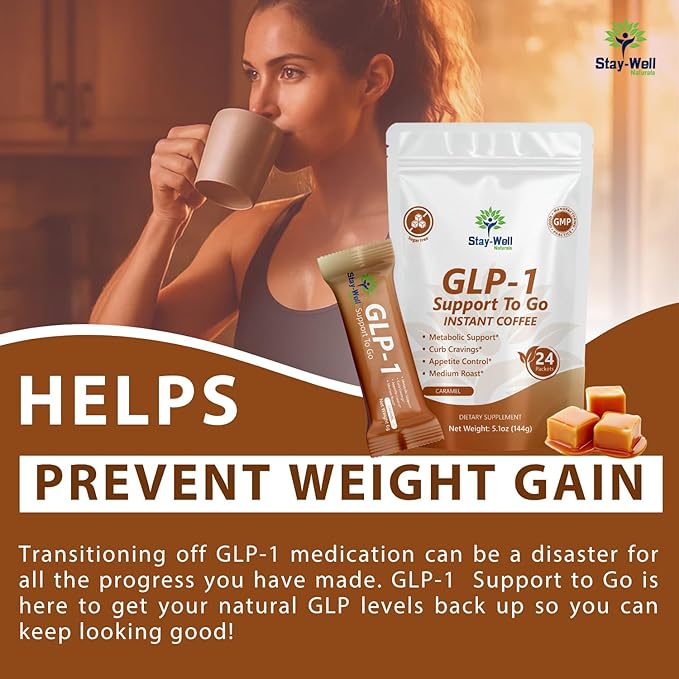 Slim Coffee GLP-1 Supplement | GLP 1 Booster to Control Appetite and Cravings | Great Tasting Metabolic Support - Coffee Bean Extract, Green Tea, Yerba Mate (Caramel)
