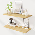 Dreamland 32" Floating Shelves for Wall, 12" Deep Slim Oak Floating Shelves, Wall-Mounted Shelves for Bedroom, Living Room, Kitchen, Bathroom - Set of 2