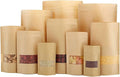 TYONMUJO 100pcs Kraft Bags with Window Zipper Lock Stand Up Bulk Pouches Resealable 4.7×7.8in