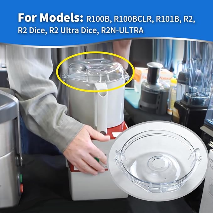 106458S Cutter Bowl Lid Compatible with Robot Coupe R2,R2B, R2 Dice, R2 Ultra Dice, R2N-ULTRAR100B, R100BCLR, R101B
