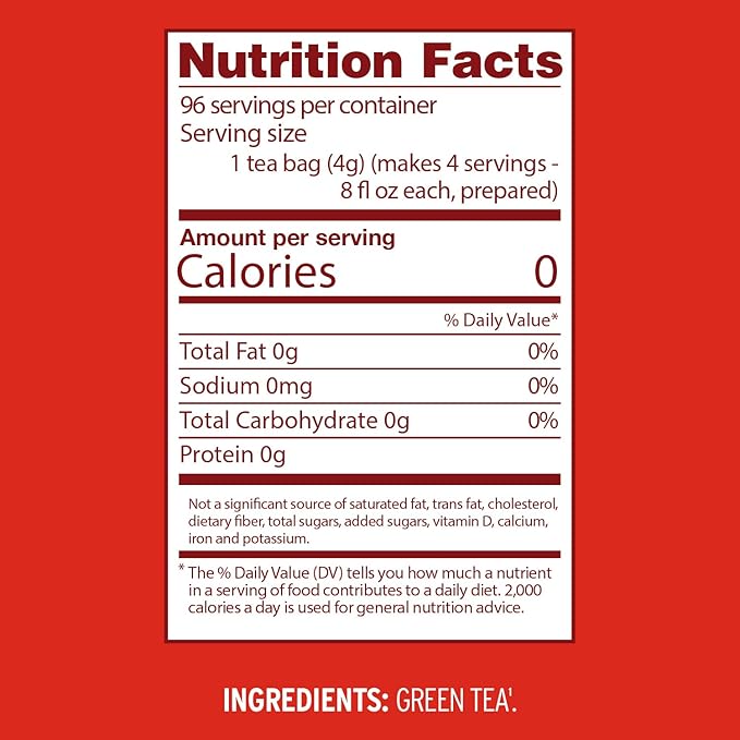 Luzianne Green Tea Bags, Family Size, 24ct Box (Pack of 6)