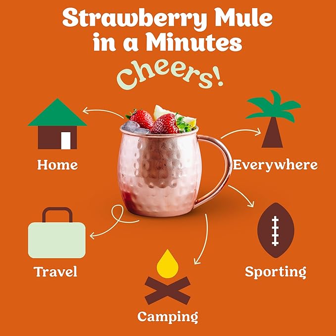 Craftmix Strawberry Mule Cocktail & Mocktail Drink Mixer, Skinny Mixes - Water Flavoring Packets - Made With Real Fruit - Vegan, Low-Carb, Low-Sugar, Non-GMO, Dairy Free, Gluten Free, 12 Pack